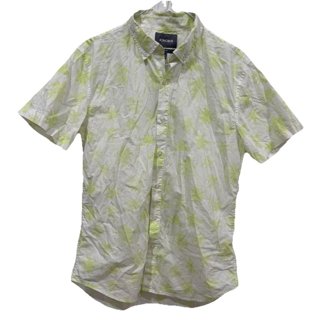 Bonobos Tailored Slim Fit Leaf Short Sleeve Button Down Shirt Men's Medium M